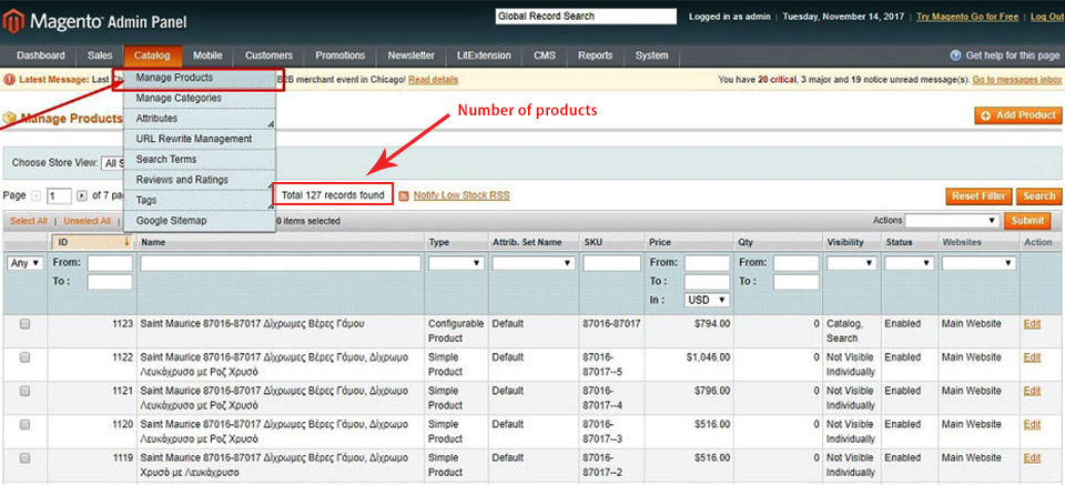 How to check number of products on Magento