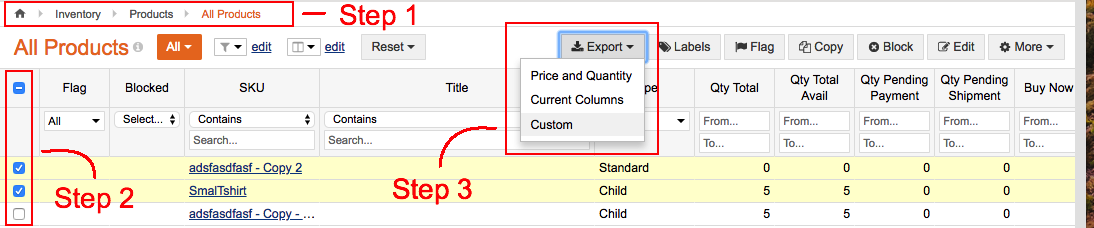 export data to CSV Files from Channel Advisor