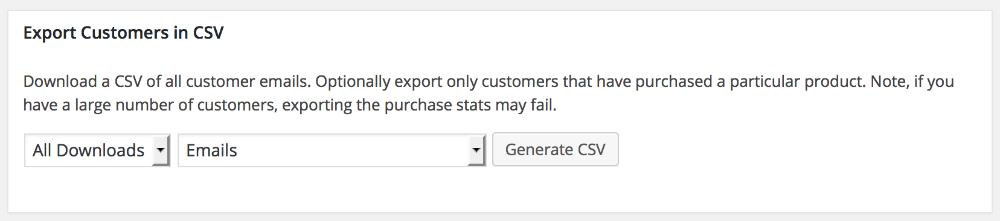 export data to CSV Files from Easy Digital Downloads