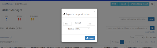Export a range of order section from Yahoo
