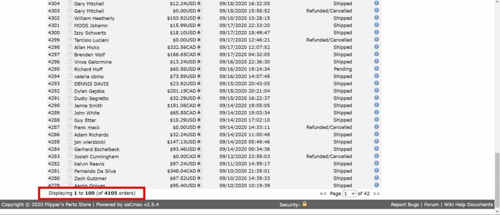 Check the number of orders on oscMax