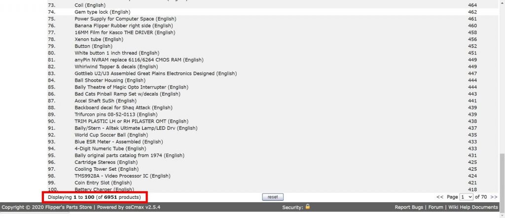 Check the number of products on oscMax