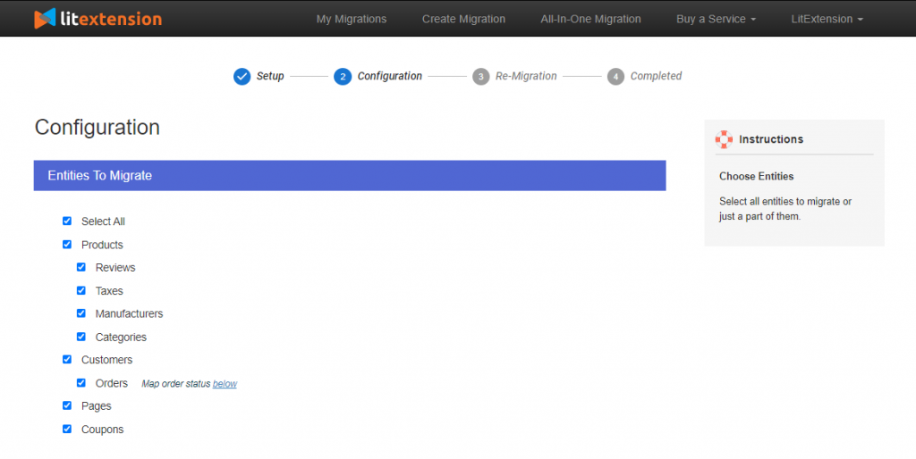Configuration Migration (Entities Selection)