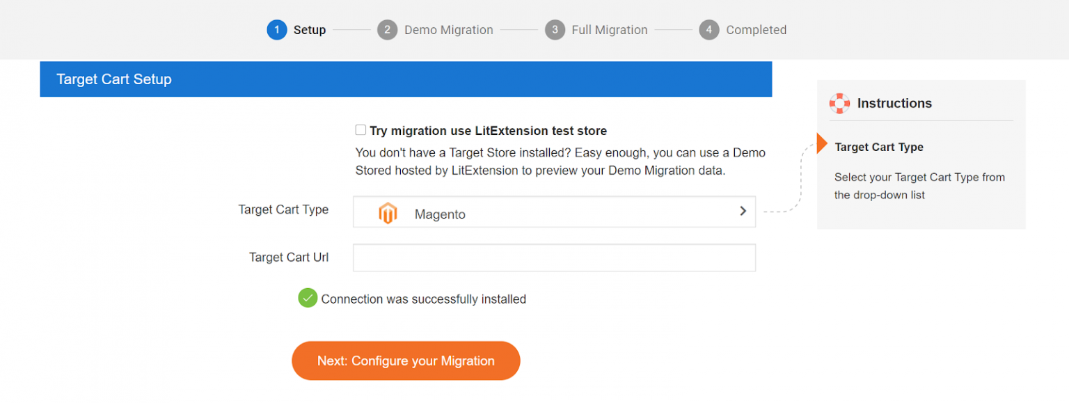 Set Up Source Carts and Target Cart Step 1 Cart Migration Guide