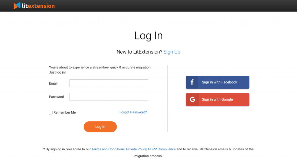 Login to LitExtension | Shopping Cart Migration Guide | LitExtension