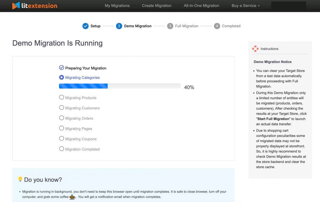 Demo migration is running