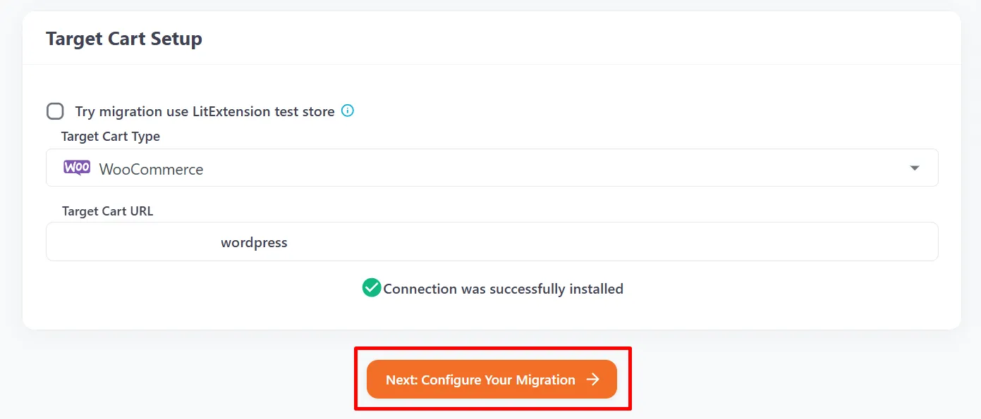 Target cart setup remigrate