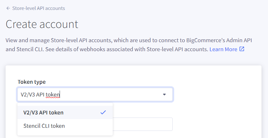 BigCommerce token type