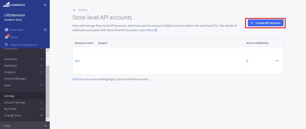 Create BigCommerce API account