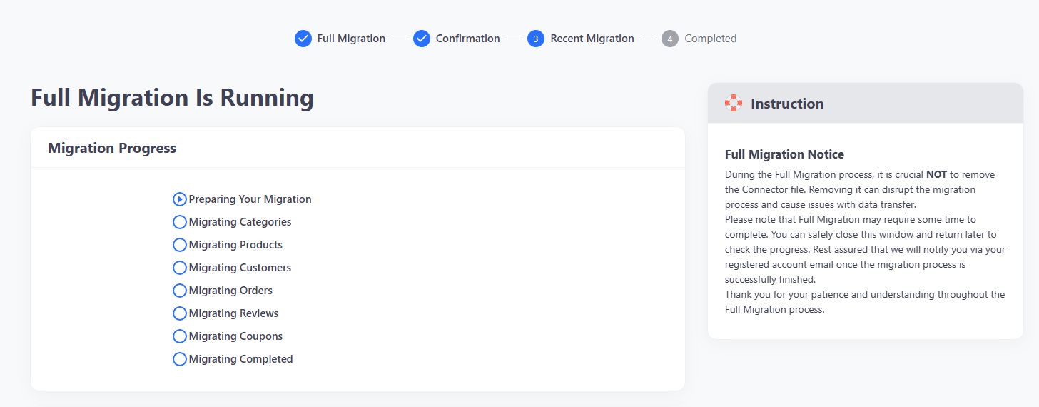 Full recent data migration