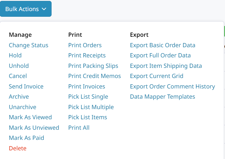 Export orders Zoey