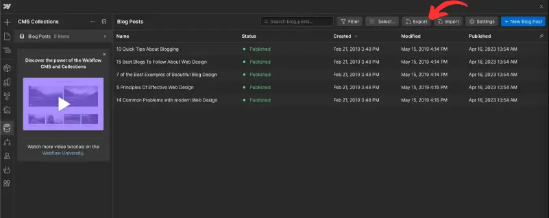 exportdataonwebflow