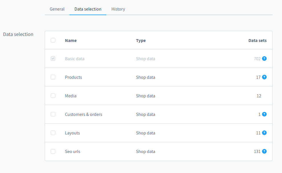 Step 2 (cont). Choose the data to migrate. 