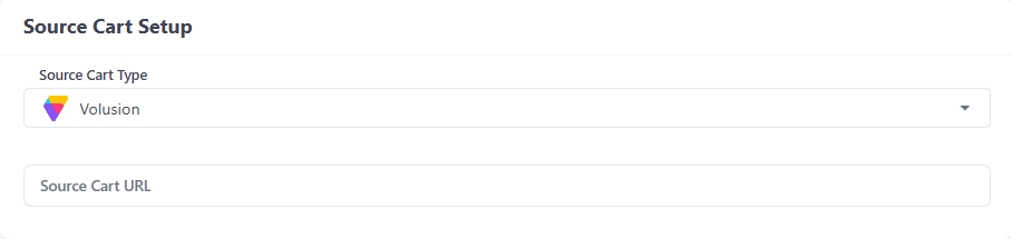 Set up Volusion as your Source Cart type
