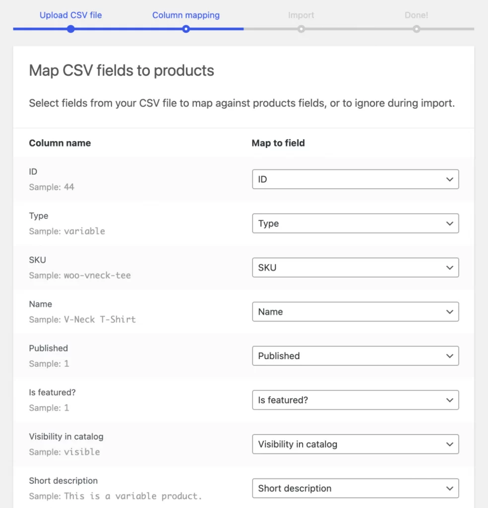 Product Data Mapping on WordPress