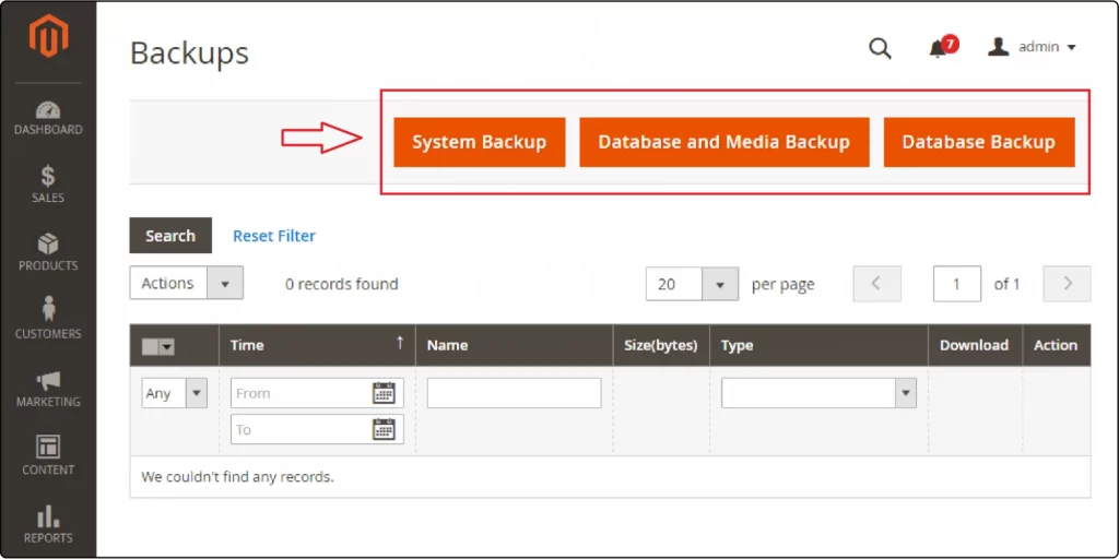 Backup Magento