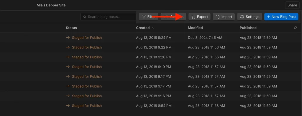 Export Data from Webflow