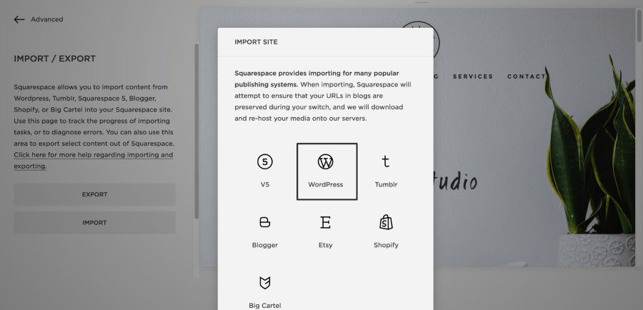 Import WordPress XML into Squarespace