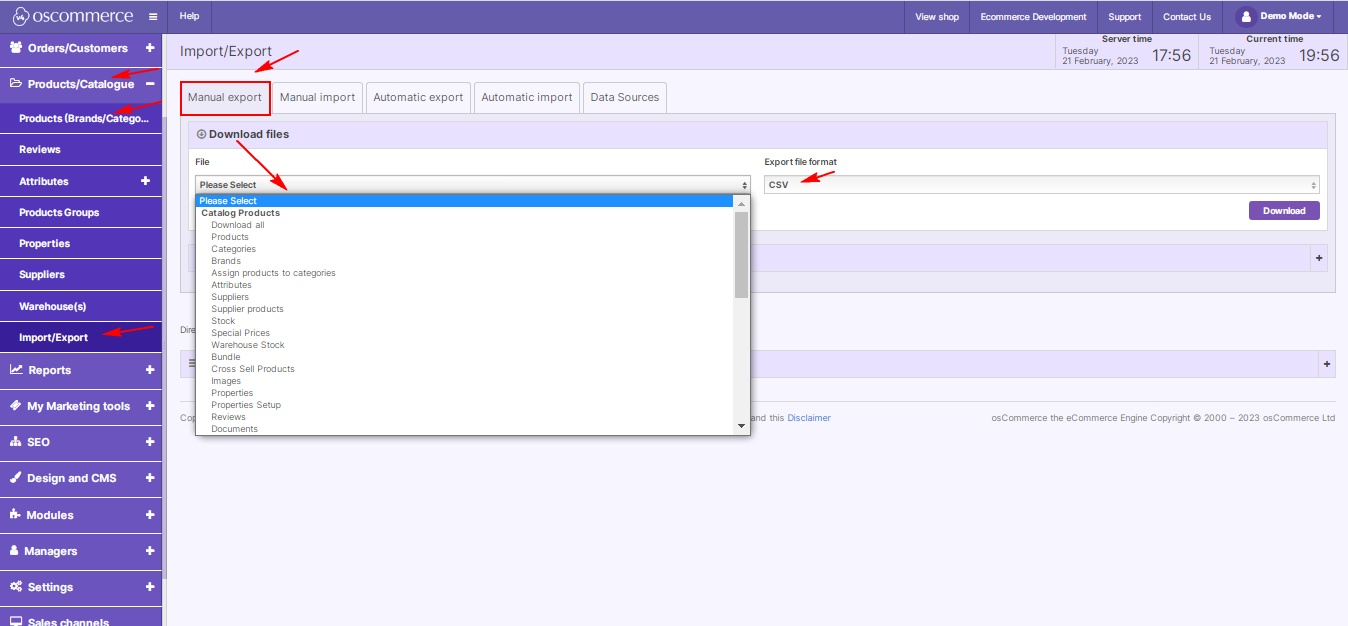 Export data from your OsCommerce store