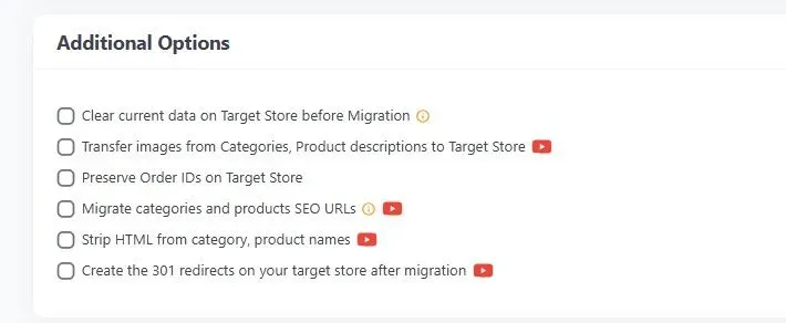 Select additional options if desired