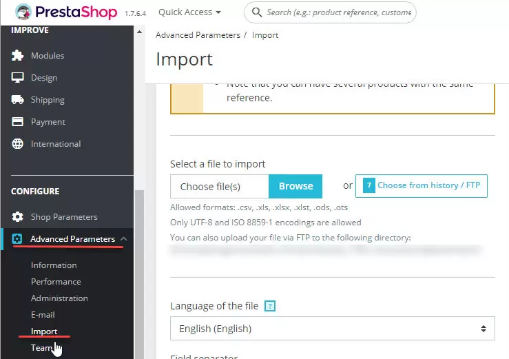 Upload your configured CSV file