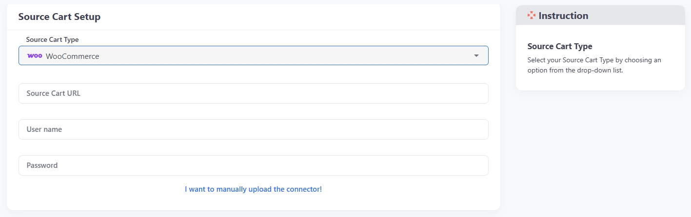 set up woocommerce as source cart