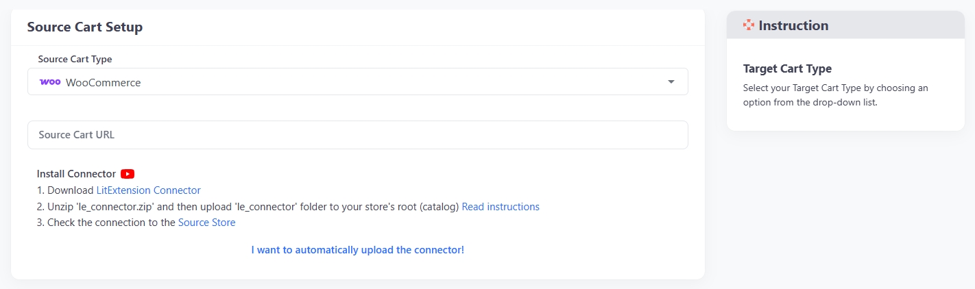 set up woocommerce as source cart successfully