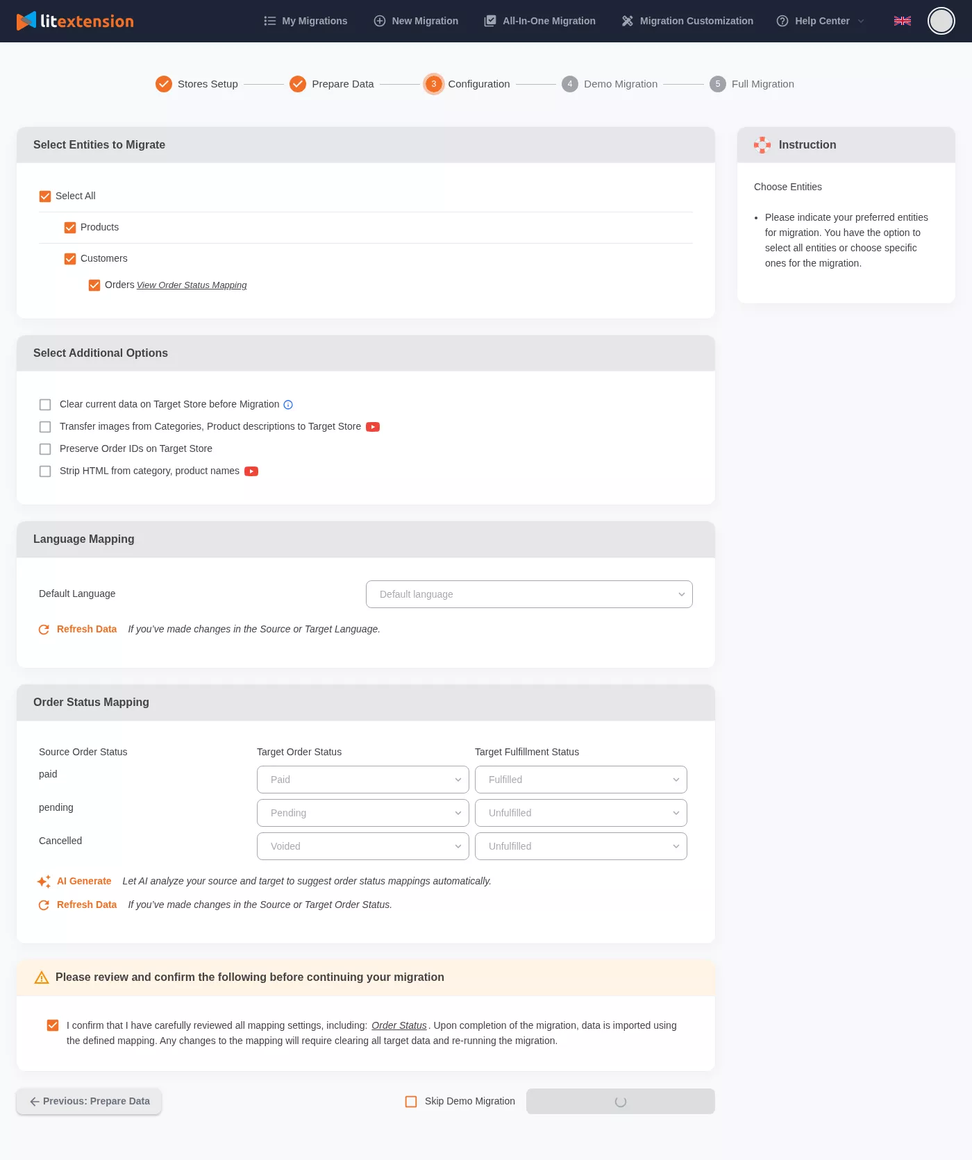 CSV Files Migration: Configuration